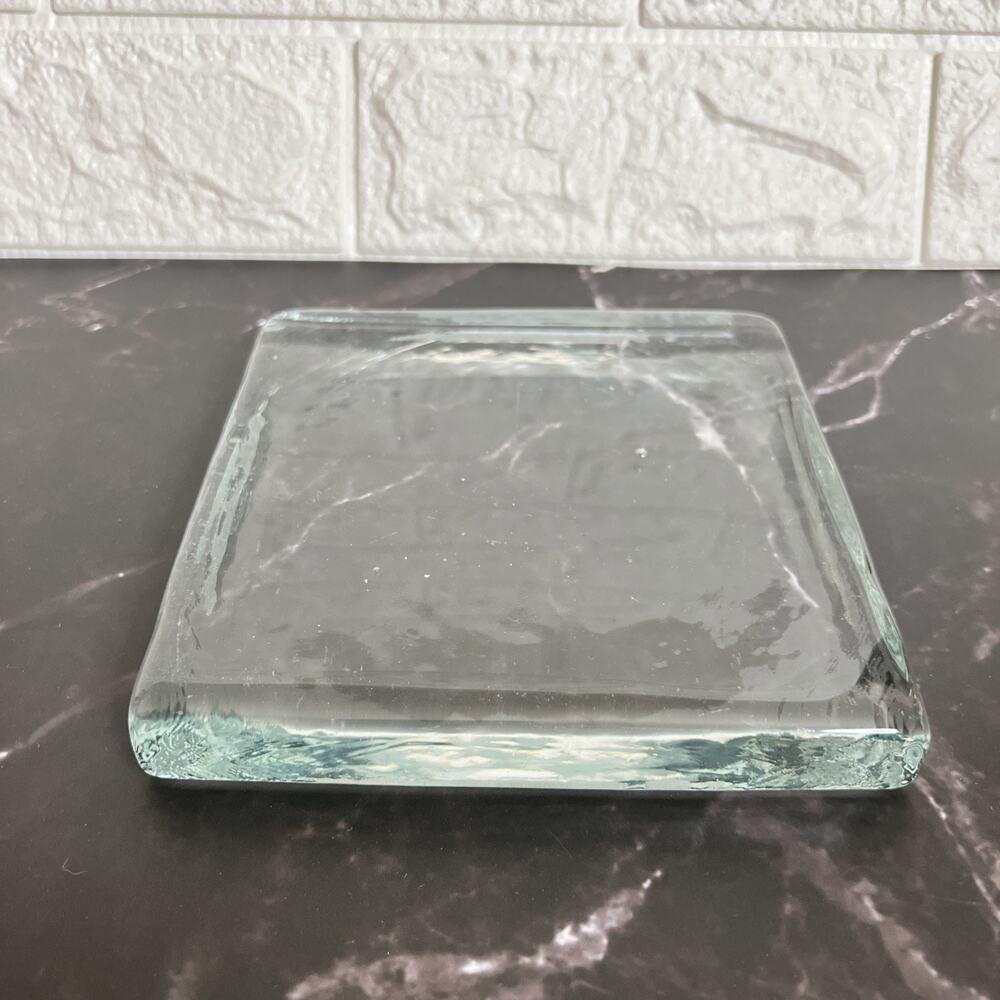 LSA Poland Clear Glass Trivet –6” Square – Heavy 3/4” Thick – Vintage